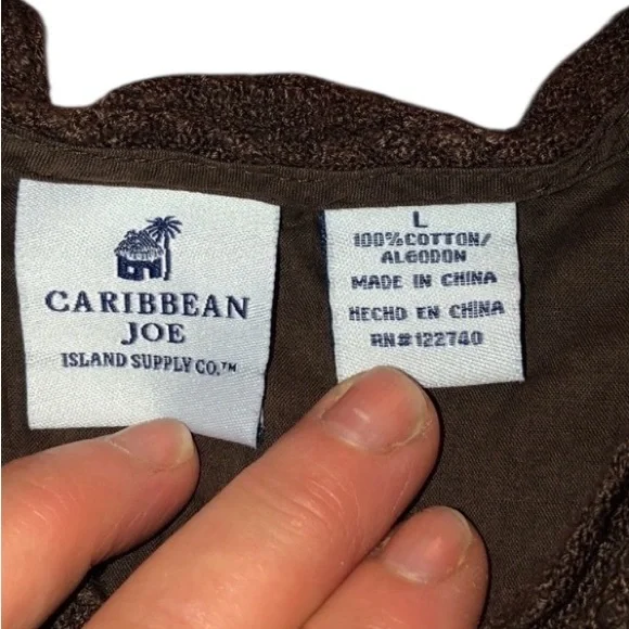 Caribbean Joe size large brown long sleeve top 100% cotton NWOT - Picture 3 of 10